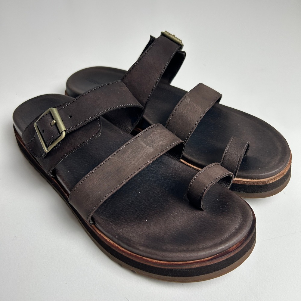 Merrell Juno Mid Slide Sandals Espresso Brown Leather Toe Loop Womens 9 J002798